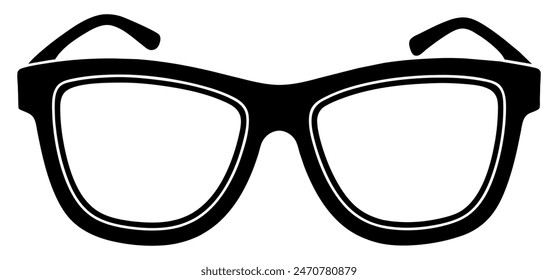 Black silhouette glasses isolated icon. Vector illustration