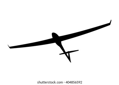 Black silhouette of a glider is not a white background. Vector illustration