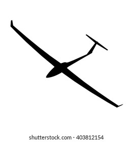 The black silhouette of a glider on a white background. Vector illustration