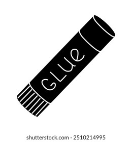 Black silhouette of glue stick tube, glyph icon flat vector