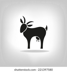 black silhouette of goat on a light background. Logo design for the company.