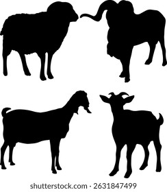 Black silhouette of a goat vector illustration