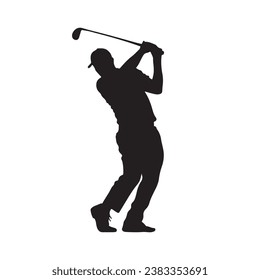 black silhouette of a Golfer swinging a club