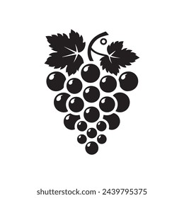 a black silhouette of a grape cluster on a white background
