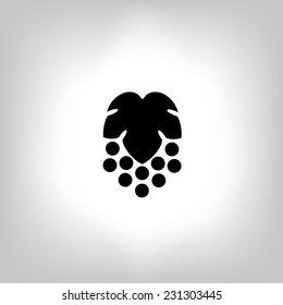 Black silhouette of grape. Vector illustration. Logo design for the company.