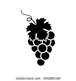 silueta negra de uvas con hoja