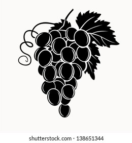 Black silhouette of grapes. Vector illustration.