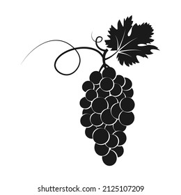 Black Silhouette Grapes Vector Illustration Isolated Stock Vector ...