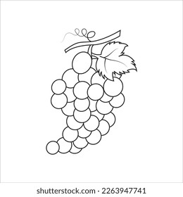 Black silhouette of grapes. Vector illustration. Editable strokes.