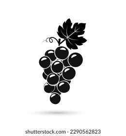 Black silhouette of grapes. Vector illustration.
