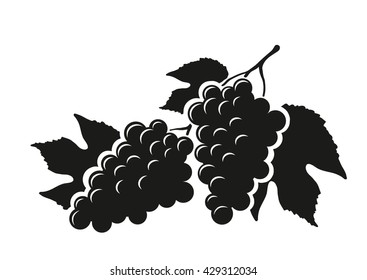 Black silhouette of grapes. Vector illustration.