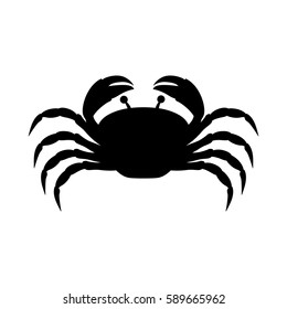 black silhouette graphic with crab vector illustration