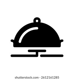 Black Silhouette Graphic of a Domed Food Cover on a Serving Platter