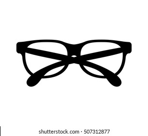 black silhouette graphic with oval glasses lens