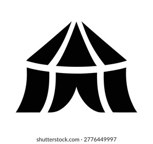 Black silhouette graphic representing a classic circus tent