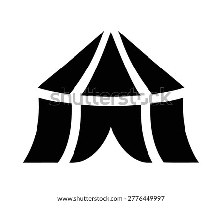 Black silhouette graphic representing a classic circus tent