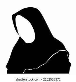 Black silhouette graphic vector illustration of a woman wearing a hijab. Ideal for concepts related to tradition, culture and identity.