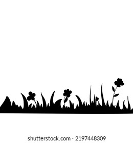 Black Silhouette Grass Flowers Stock Vector (Royalty Free) 2197448309 ...