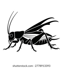Black silhouette of a grasshopper insect side view animal illustration icon