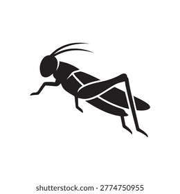 Black silhouette of a grasshopper in motion jumping on a light background vector illustration