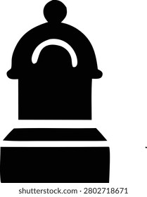 Black silhouette of grave marker icon isolated on transparent background. Simple tombstone graphic for cemetery concepts, death memorials, funeral homes, and mourning design projects.