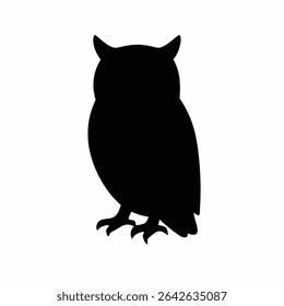 Black silhouette of a great horned owl