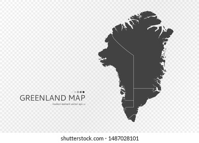 Black silhouette of Greenland map on transparent background. EPS10 vector file organized in layers for easy editing.