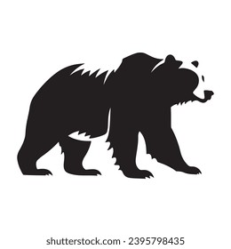 A black Silhouette grizzly bear animal