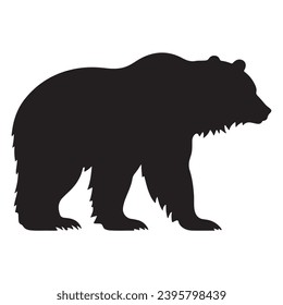 A black Silhouette grizzly bear animal