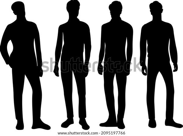 Black Silhouette Group Men Guys Stock Vector (Royalty Free) 2095197766 ...