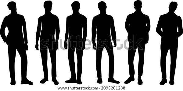 Black Silhouette Group Men Guys Isolated Stock Vector (Royalty Free ...