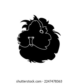 Black silhouette of the guinea pig isolated on white background. Graphic drawing. Vector illustration.