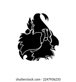 Black silhouette of the guinea pig isolated on white background. Graphic drawing. Vector illustration.