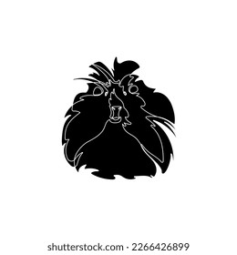 Black silhouette of the Guinea pig on white background. Graphic drawing. Vector illustration.