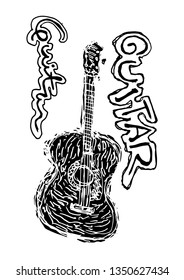 black silhouette guitar - vector illustration