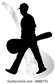 black silhouette of  guitarist