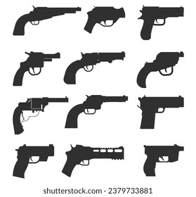 Black silhouette of guns flat vector 