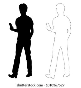 black silhouette guy walking, outline