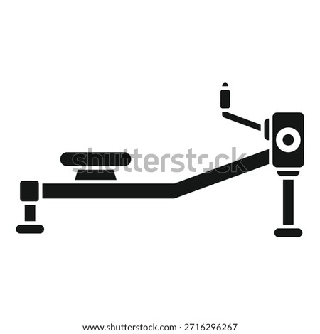 Black silhouette of gym rowing machine for muscle building and cardio workout
