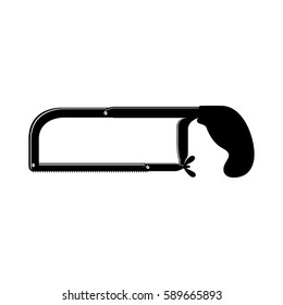 black silhouette with hacksaw tool vector illustration