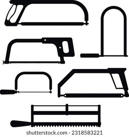  Black silhouette of hacksaws vector