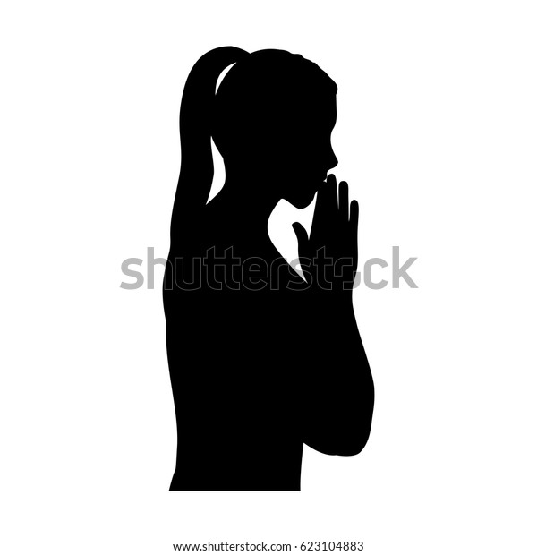 Download Black Silhouette Half Body Woman Praying Stock Vector ...