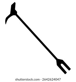 Black silhouette of Halligan bar versatile firefighting tool icon. Clipart image isolated on background.