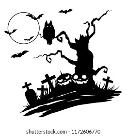 Black silhouette halloween background vector.