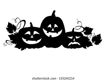 Black silhouette of halloween pumpkins