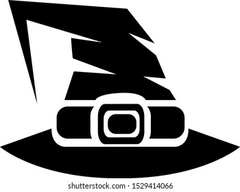 Black silhouette halloween witch hat. Vector illustration on a white background.