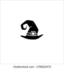 Black silhouette of halloween witch hat. Vector illustration
