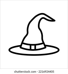 Black silhouette of halloween witch hat. Vector illustration on white backgroound. EPS 10