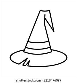 Black silhouette of halloween witch hat. Vector illustration on white backgroound. EPS 10