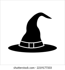 Black silhouette of halloween witch hat. Vector illustration on white backgroound. EPS 10